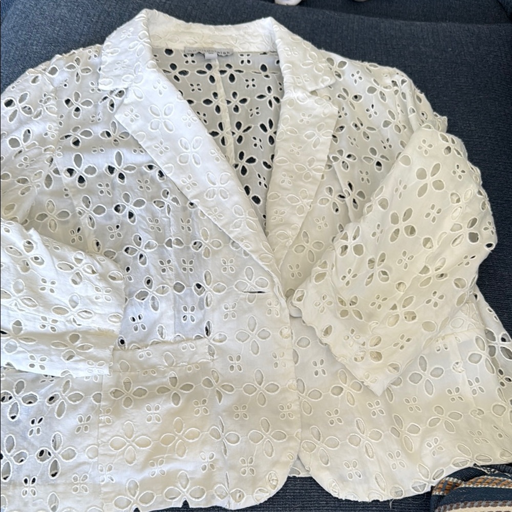 Madison Leigh White Floral Lace Blazer